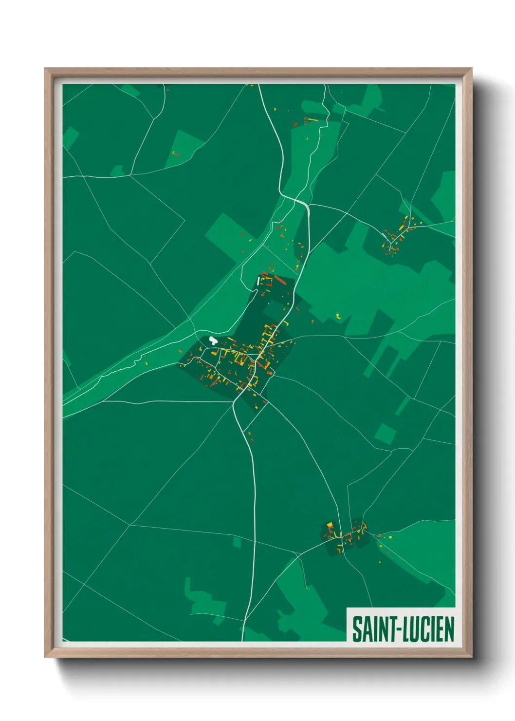 Une affiche de carte sur Saint-Lucien