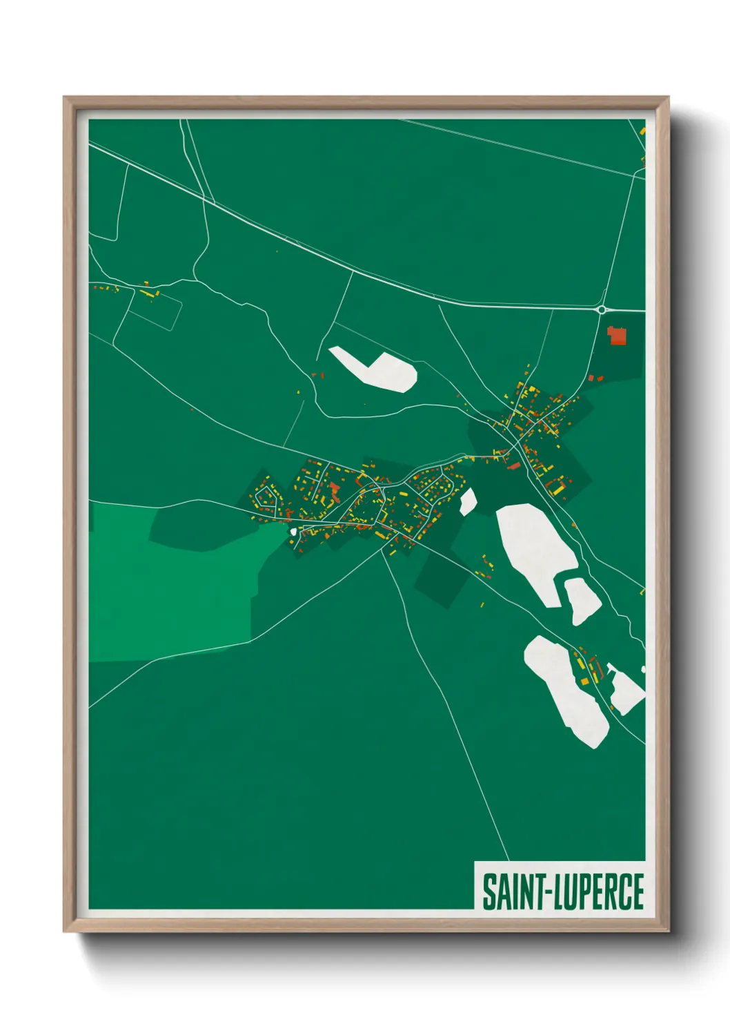 Une affiche de carte sur Saint-Luperce