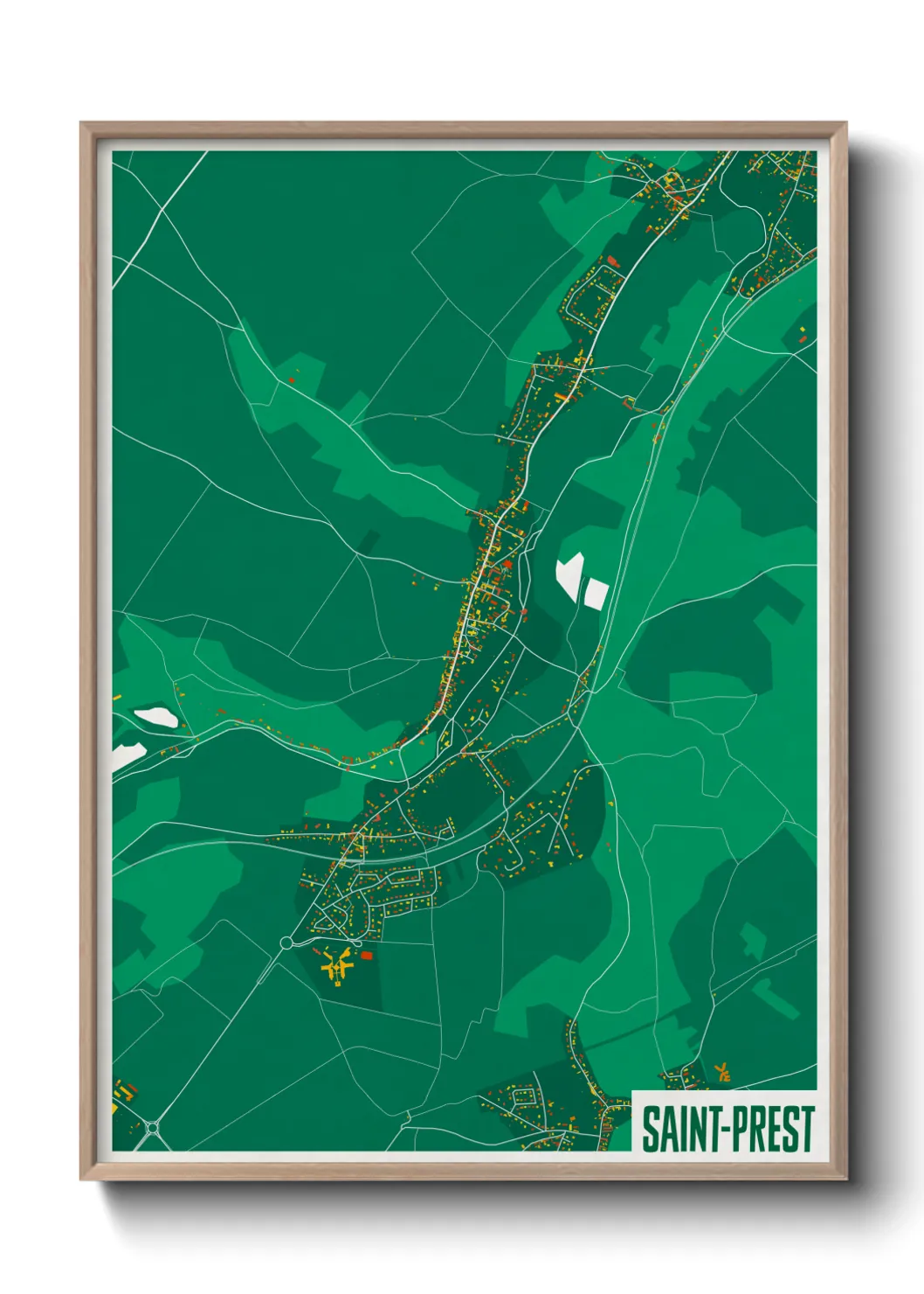 Une affiche de carte sur Saint-Prest