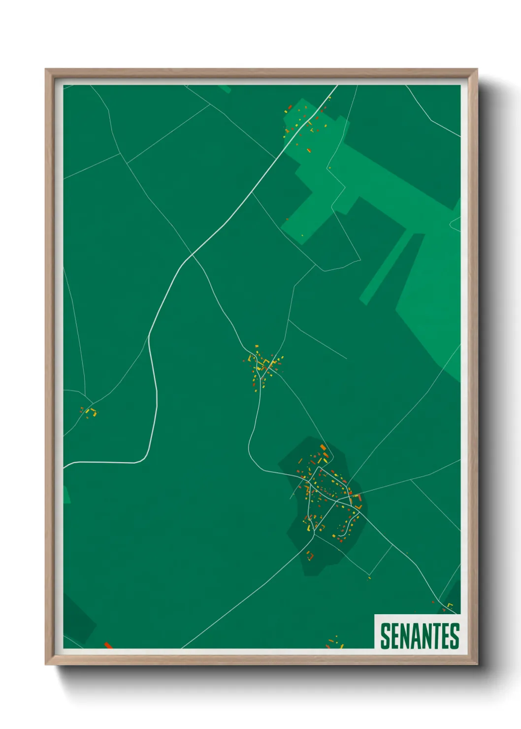 Une affiche de carte sur Senantes