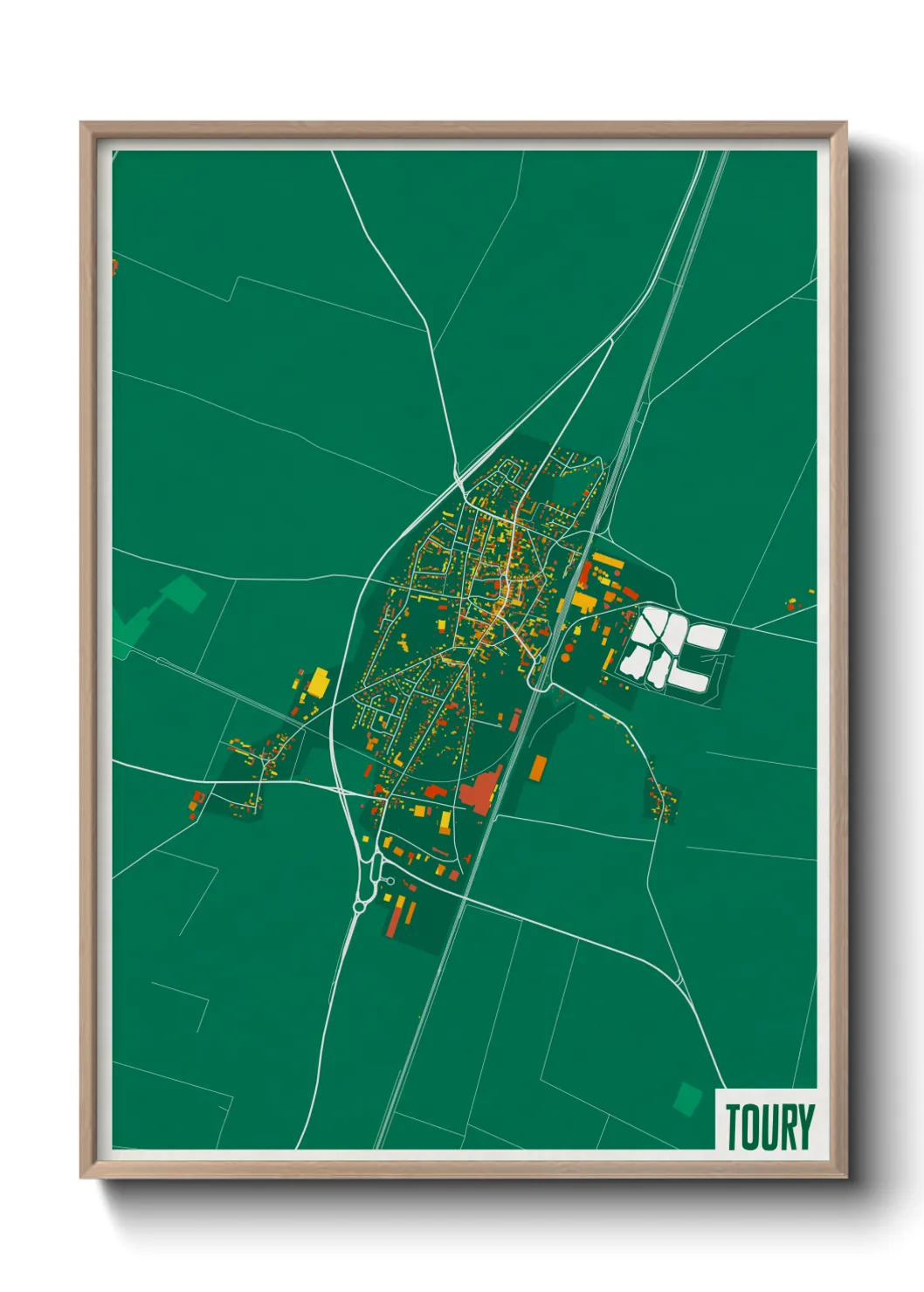 Une affiche de carte sur Toury