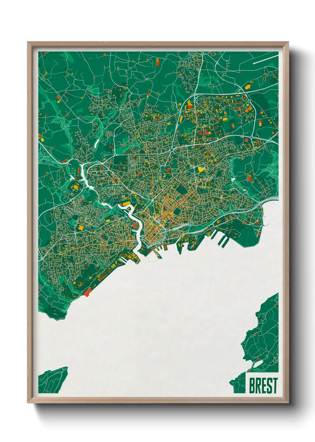 Une affiche de carte sur Brest