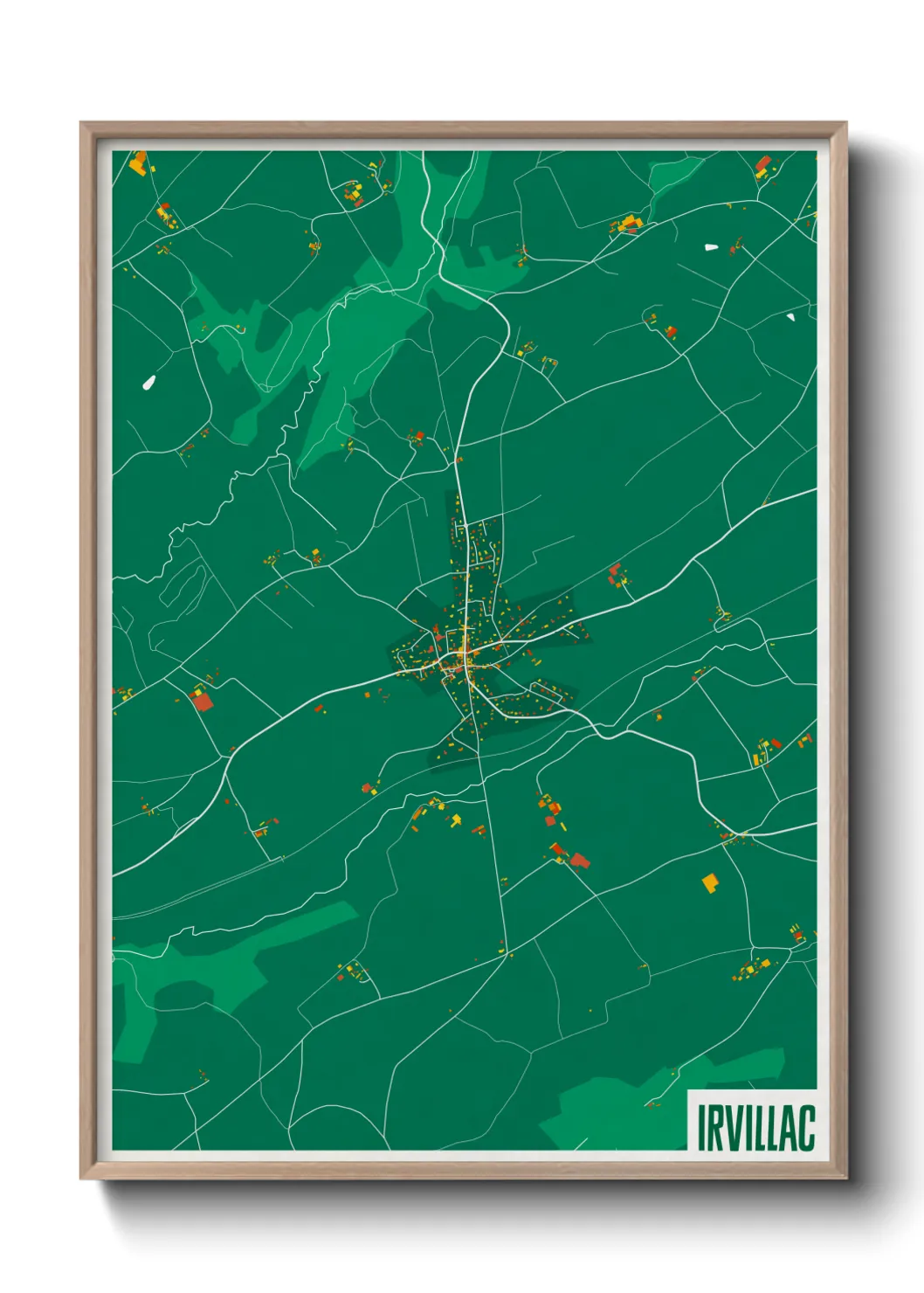 Une affiche de carte sur Irvillac
