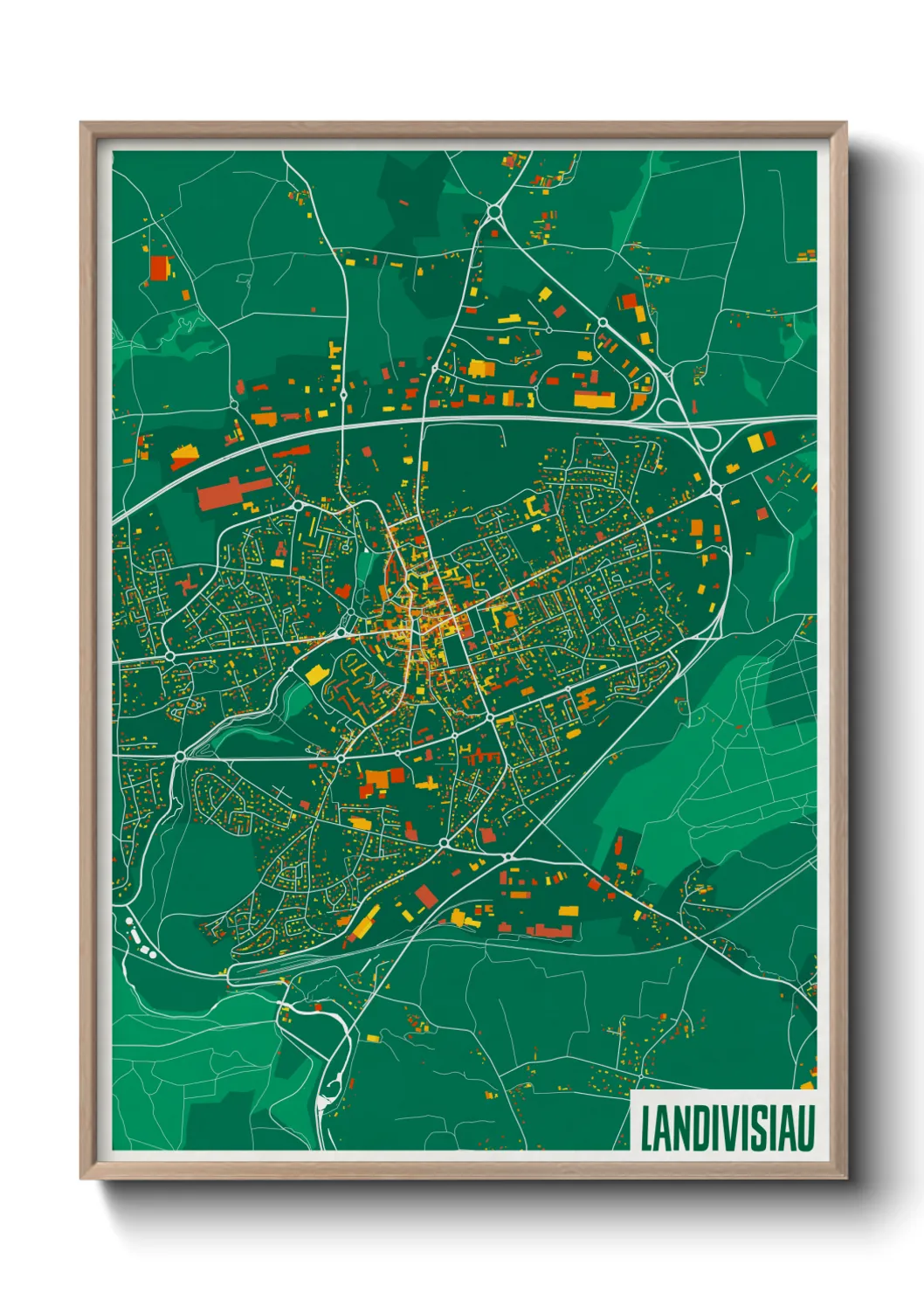 Une affiche de carte sur Landivisiau