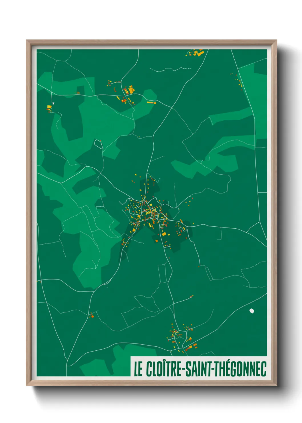 Une affiche de carte sur Le Cloître-Saint-Thégonnec