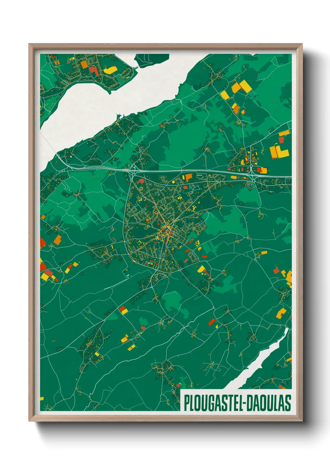 Une affiche de carte sur Plougastel-Daoulas