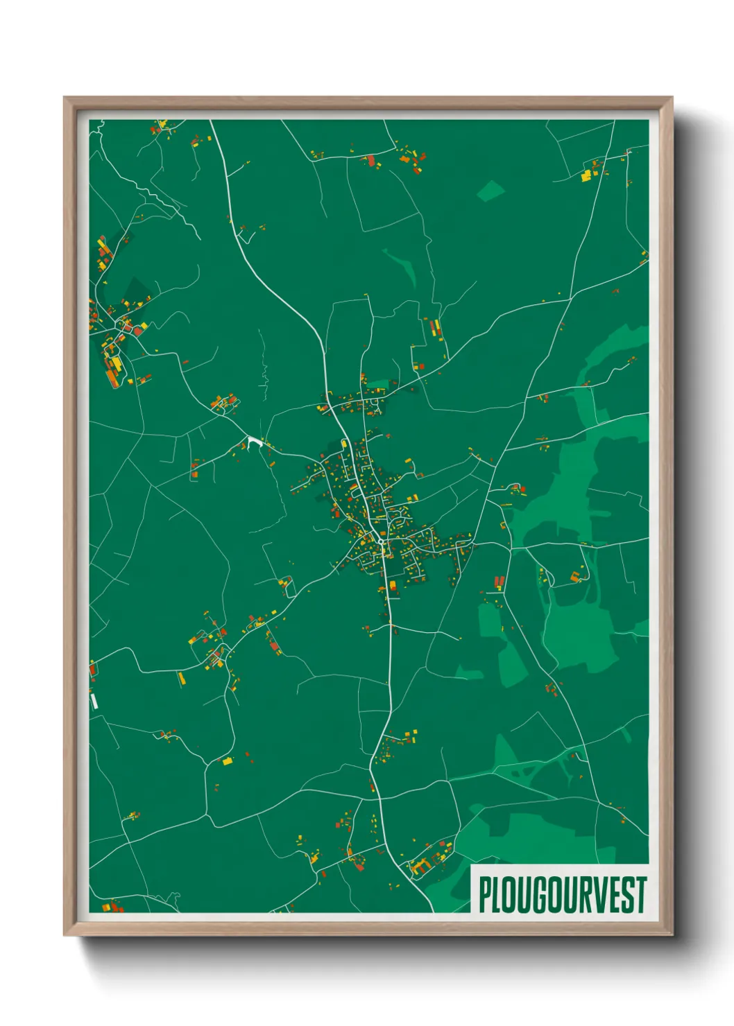 Une affiche de carte sur Plougourvest