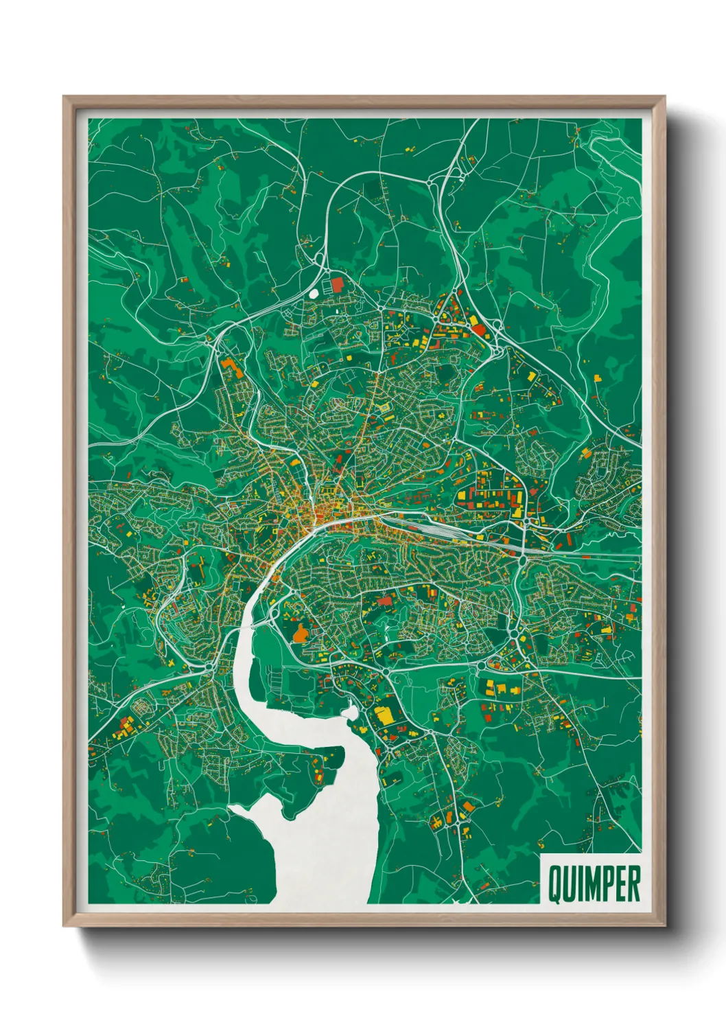 Une affiche de carte sur Quimper