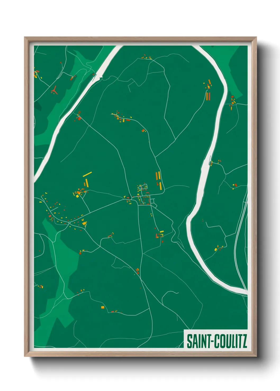 Une affiche de carte sur Saint-Coulitz