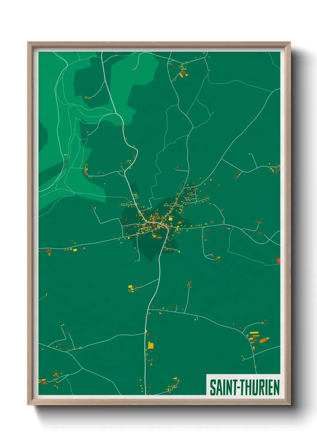 Une affiche de carte sur Saint-Thurien