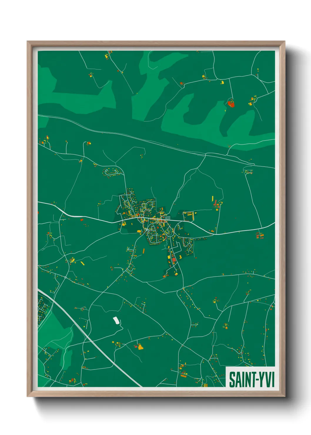 Une affiche de carte sur Saint-Yvi