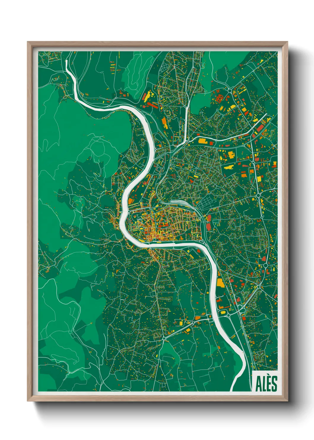 Une affiche de carte sur Alès