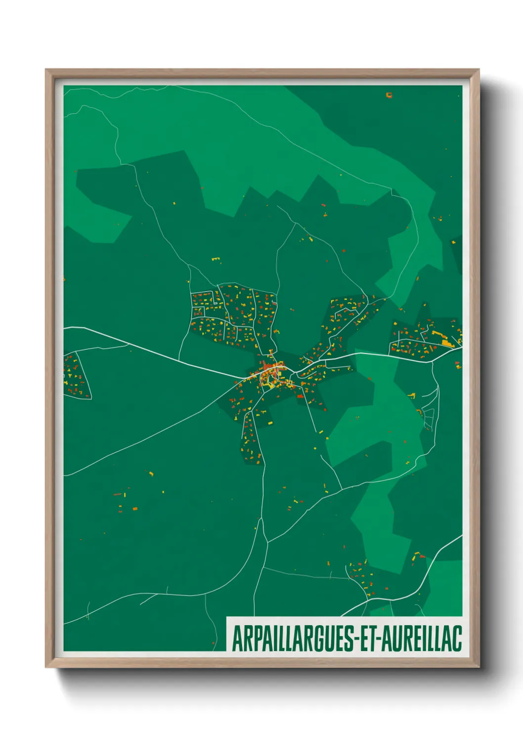 Une affiche de carte sur Arpaillargues-et-Aureillac