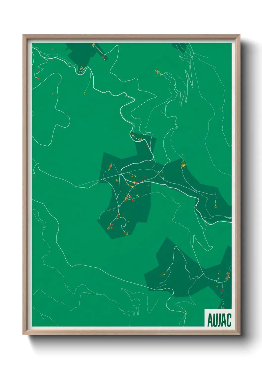 Une affiche de carte sur Aujac