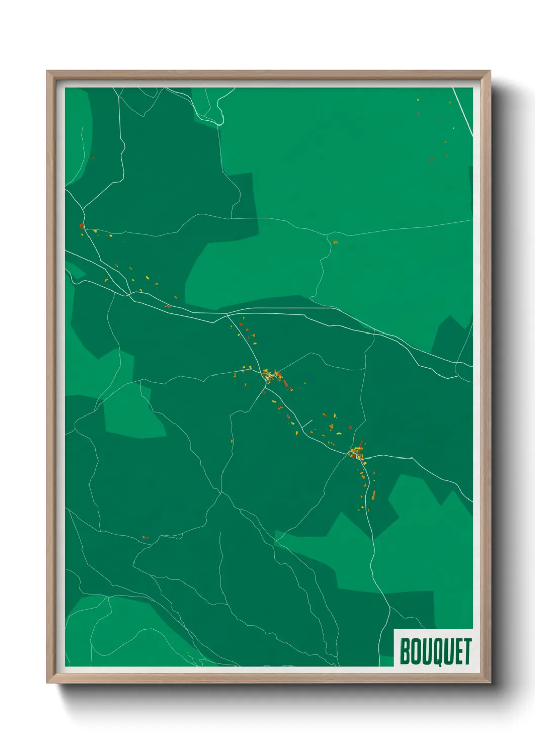 Une affiche de carte sur Bouquet