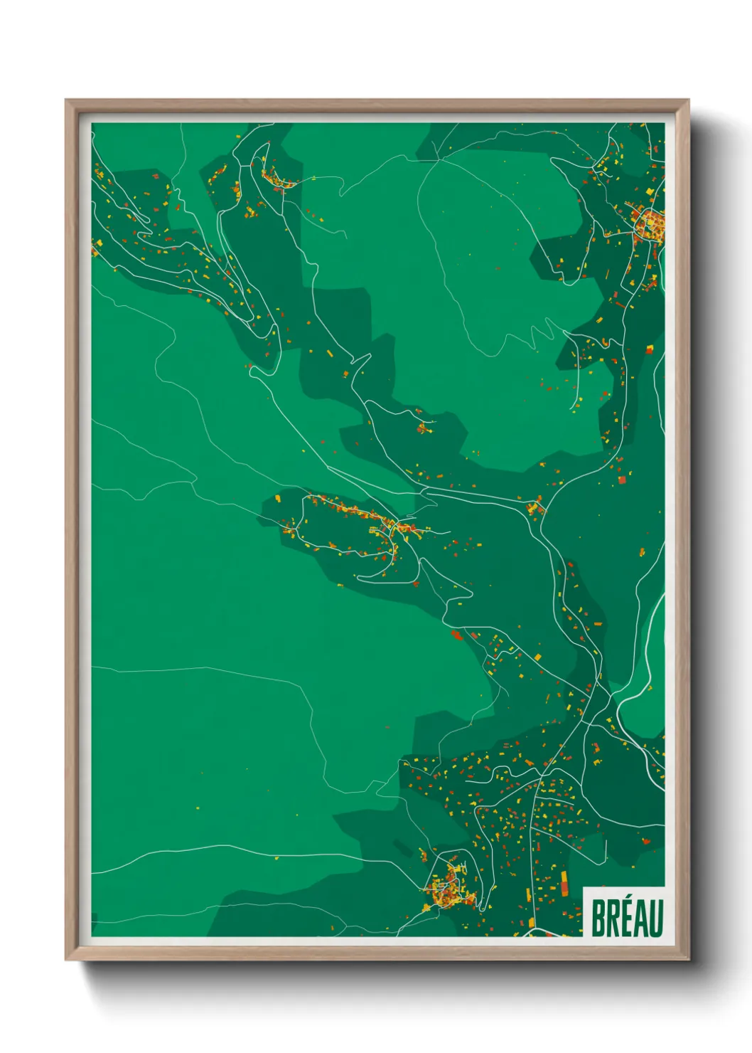 Une affiche de carte sur Bréau