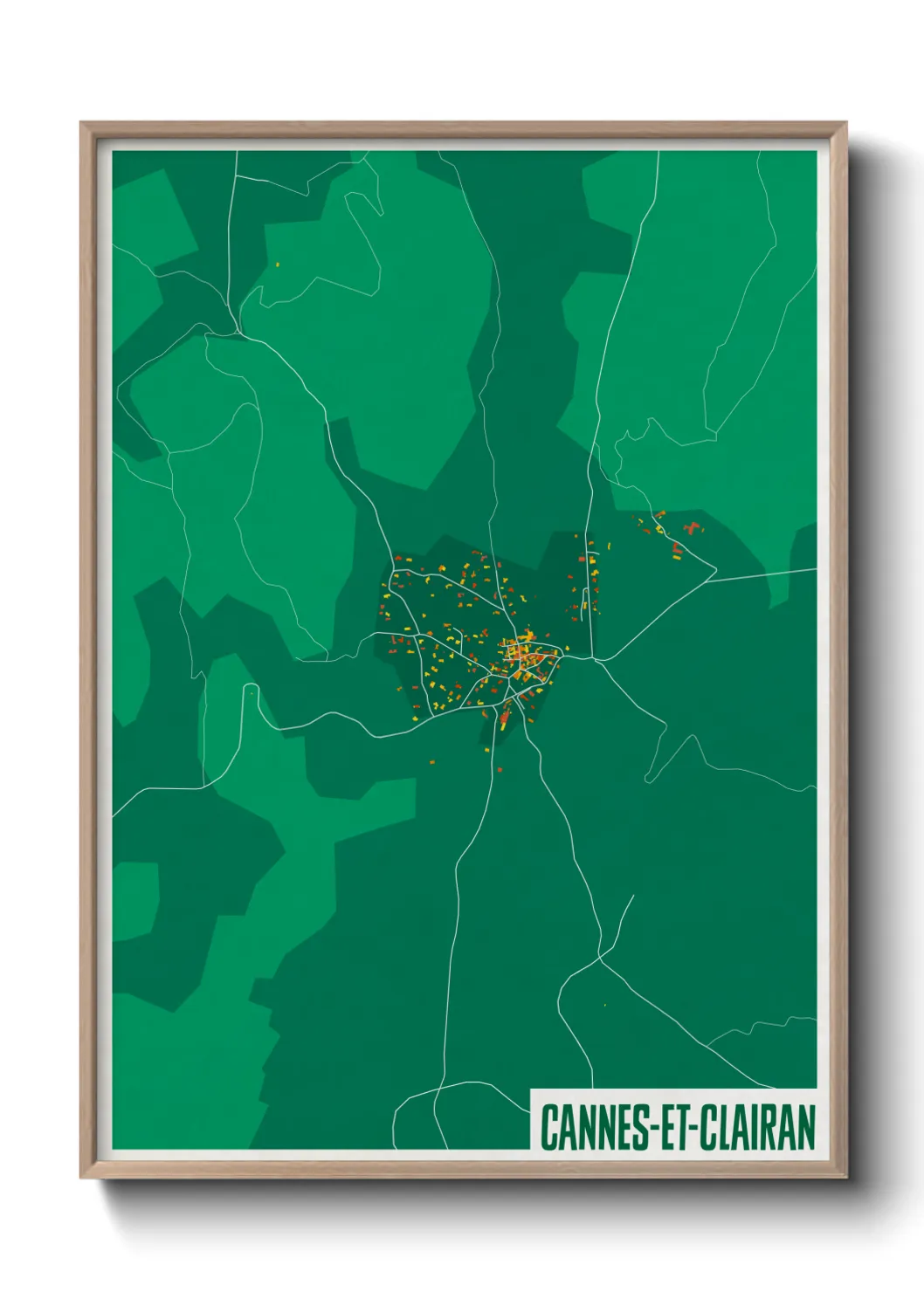 Une affiche de carte sur Cannes-et-Clairan