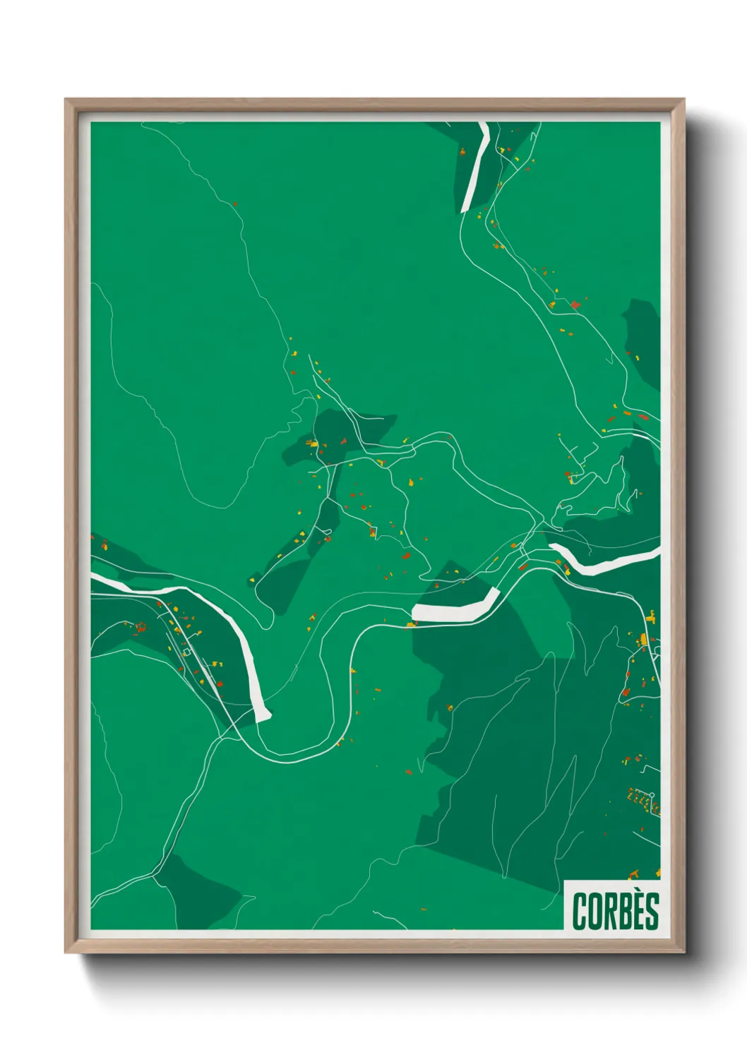 Une affiche de carte sur Corbès