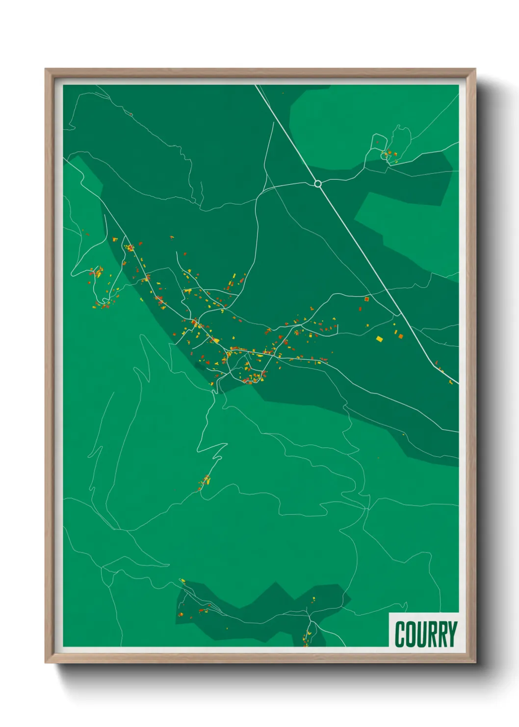 Une affiche de carte sur Courry