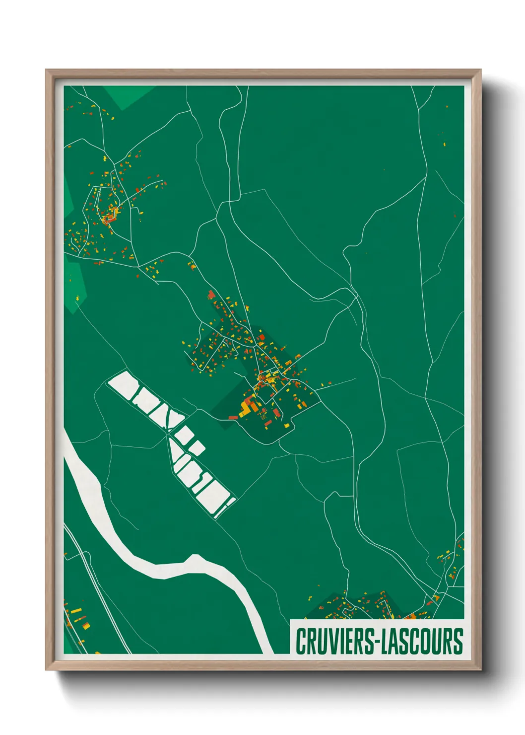 Une affiche de carte sur Cruviers-Lascours