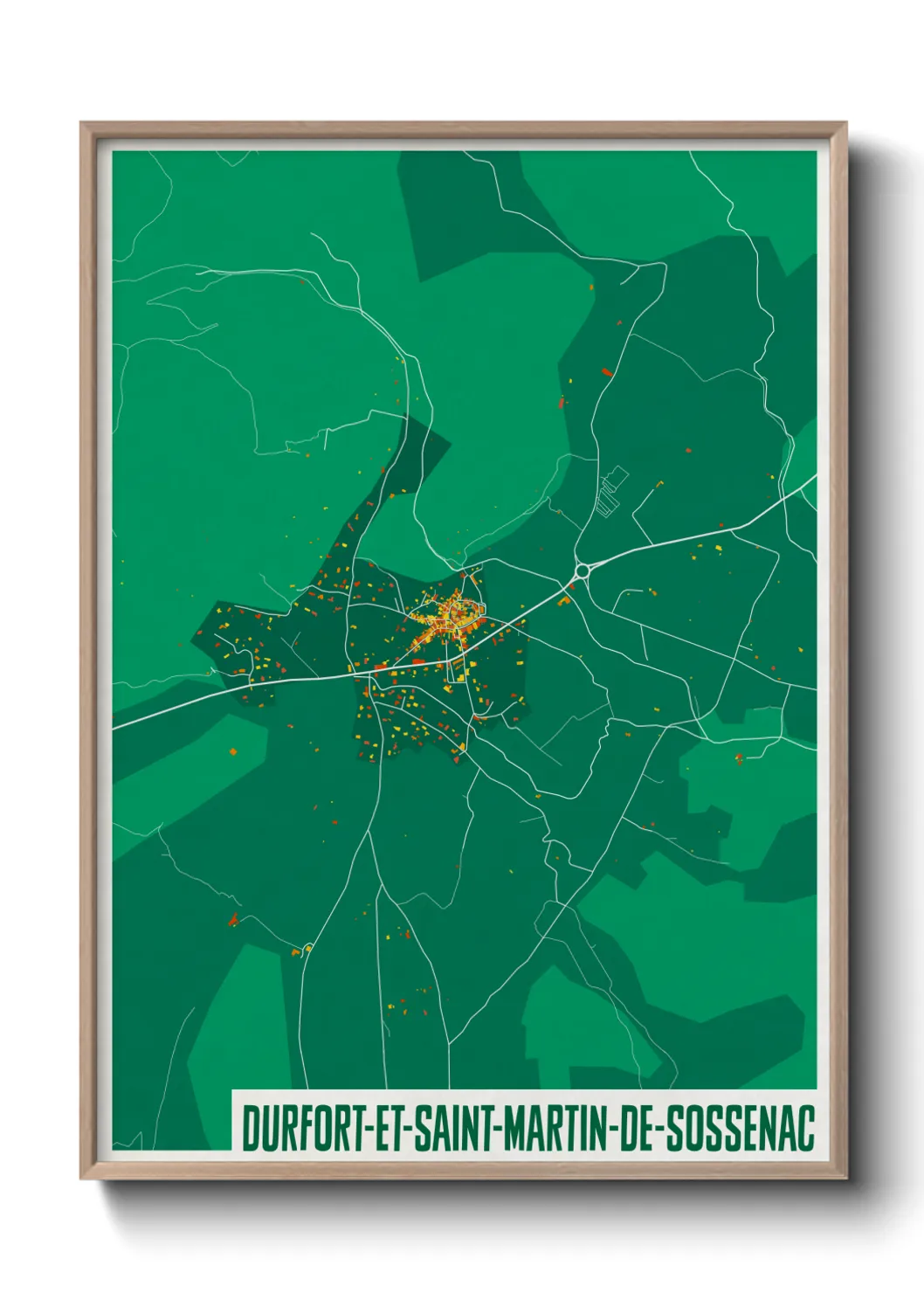 Une affiche de carte sur Durfort-et-Saint-Martin-de-Sossenac