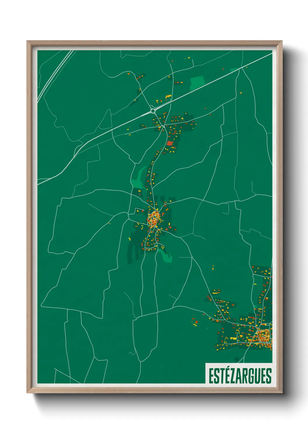 Une affiche de carte sur Estézargues
