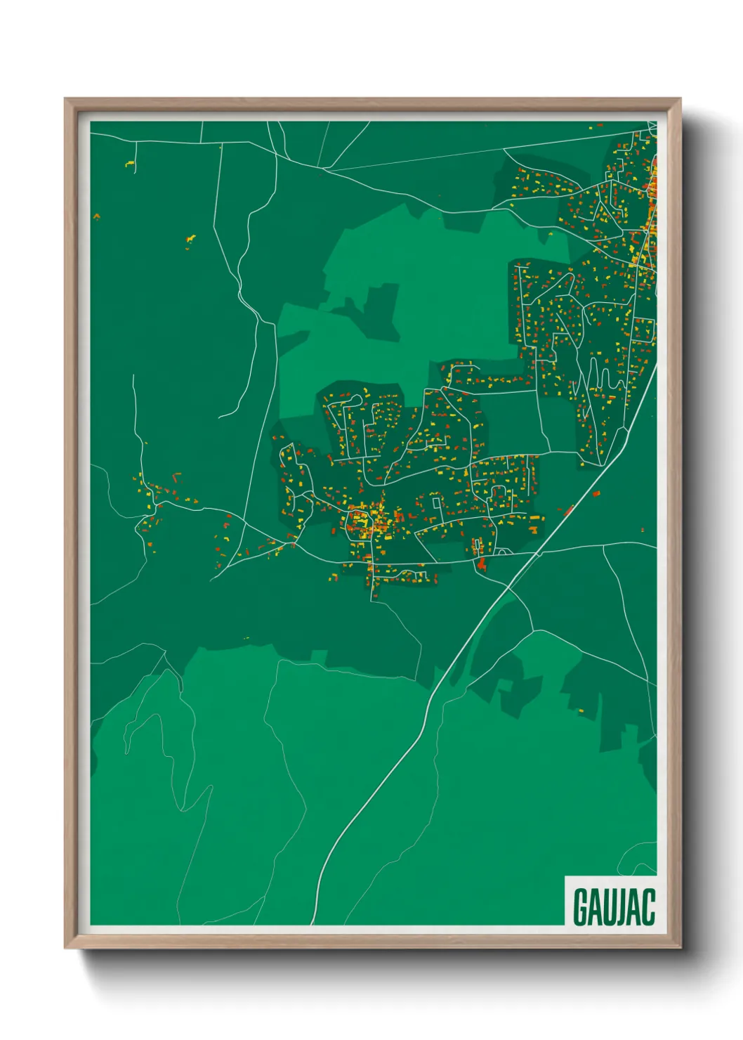 Une affiche de carte sur Gaujac