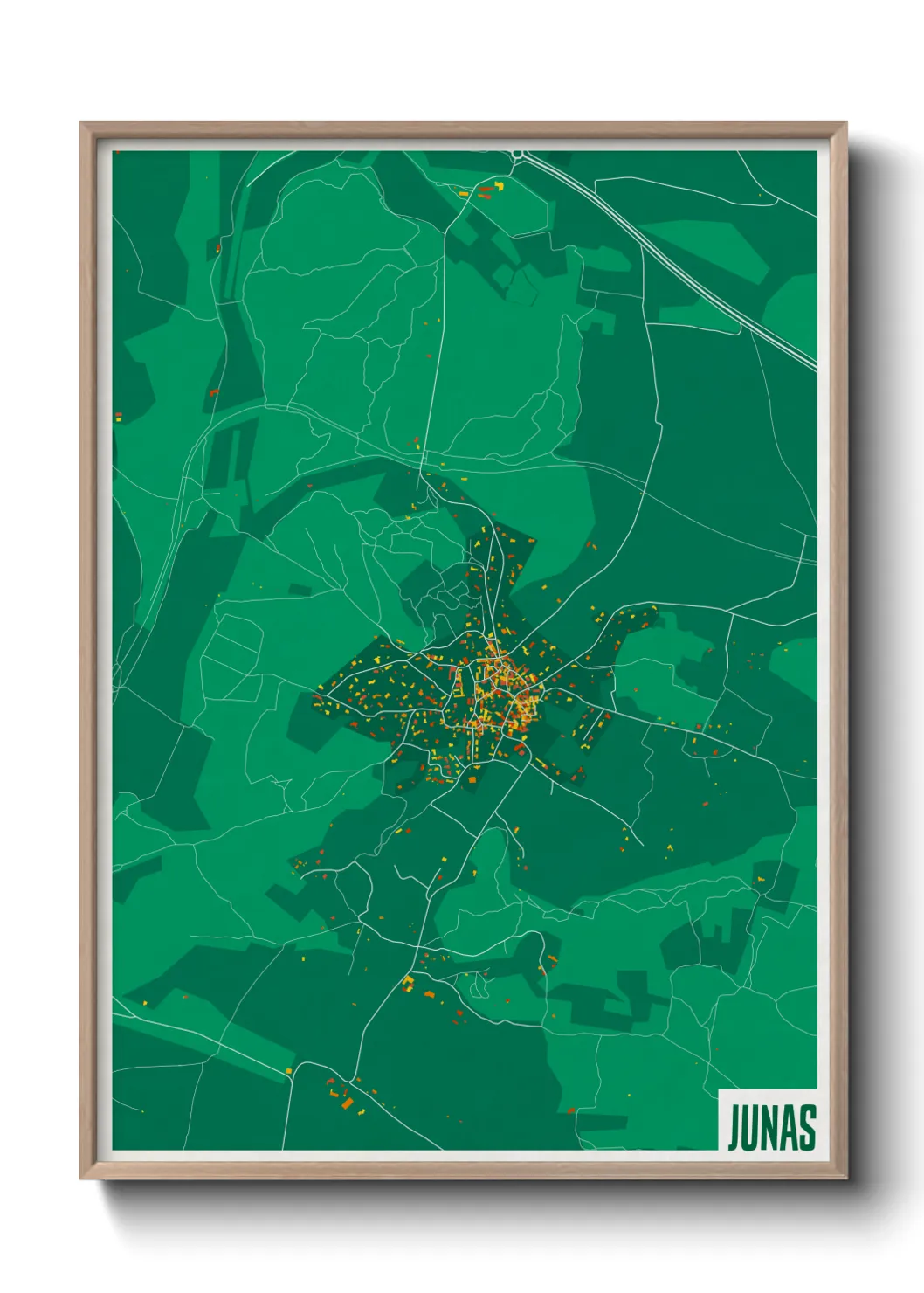 Une affiche de carte sur Junas