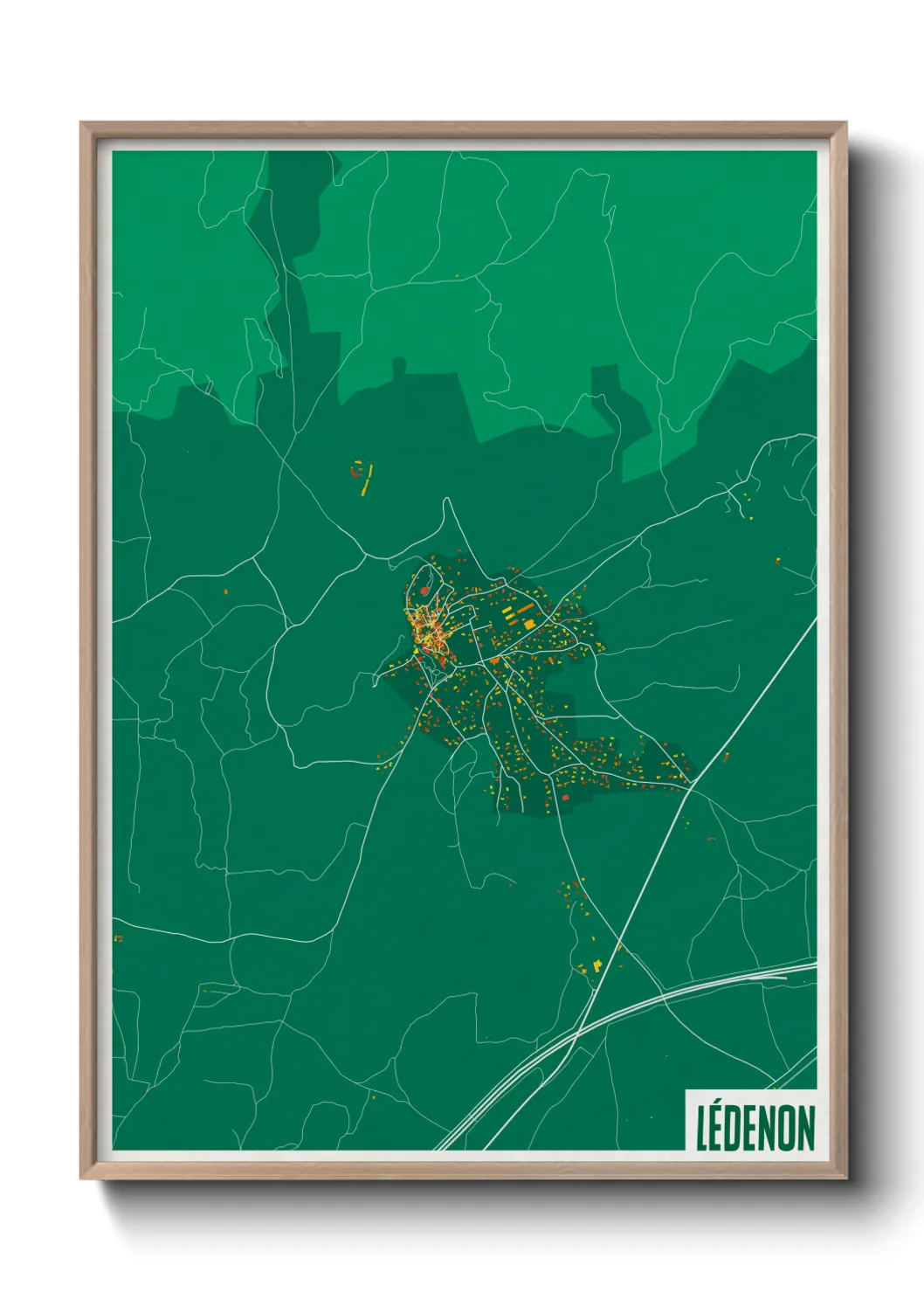 Une affiche de carte sur Lédenon
