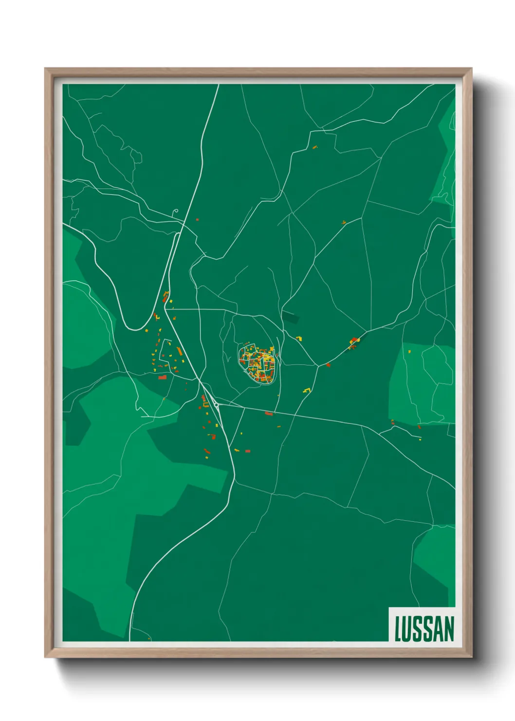 Une affiche de carte sur Lussan