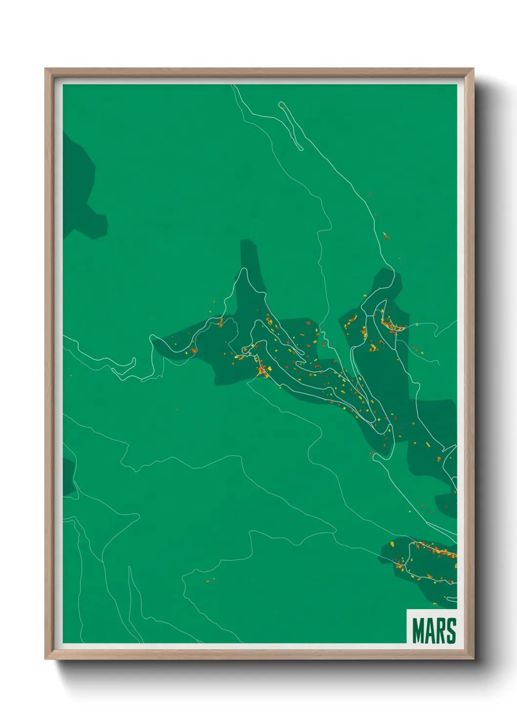 Une affiche de carte sur Mars