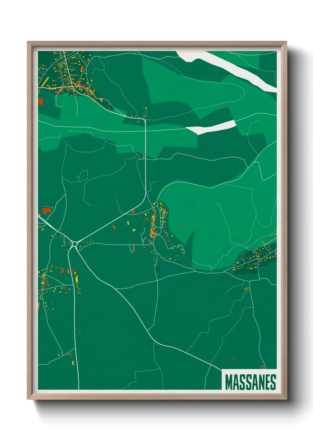 Une affiche de carte sur Massanes