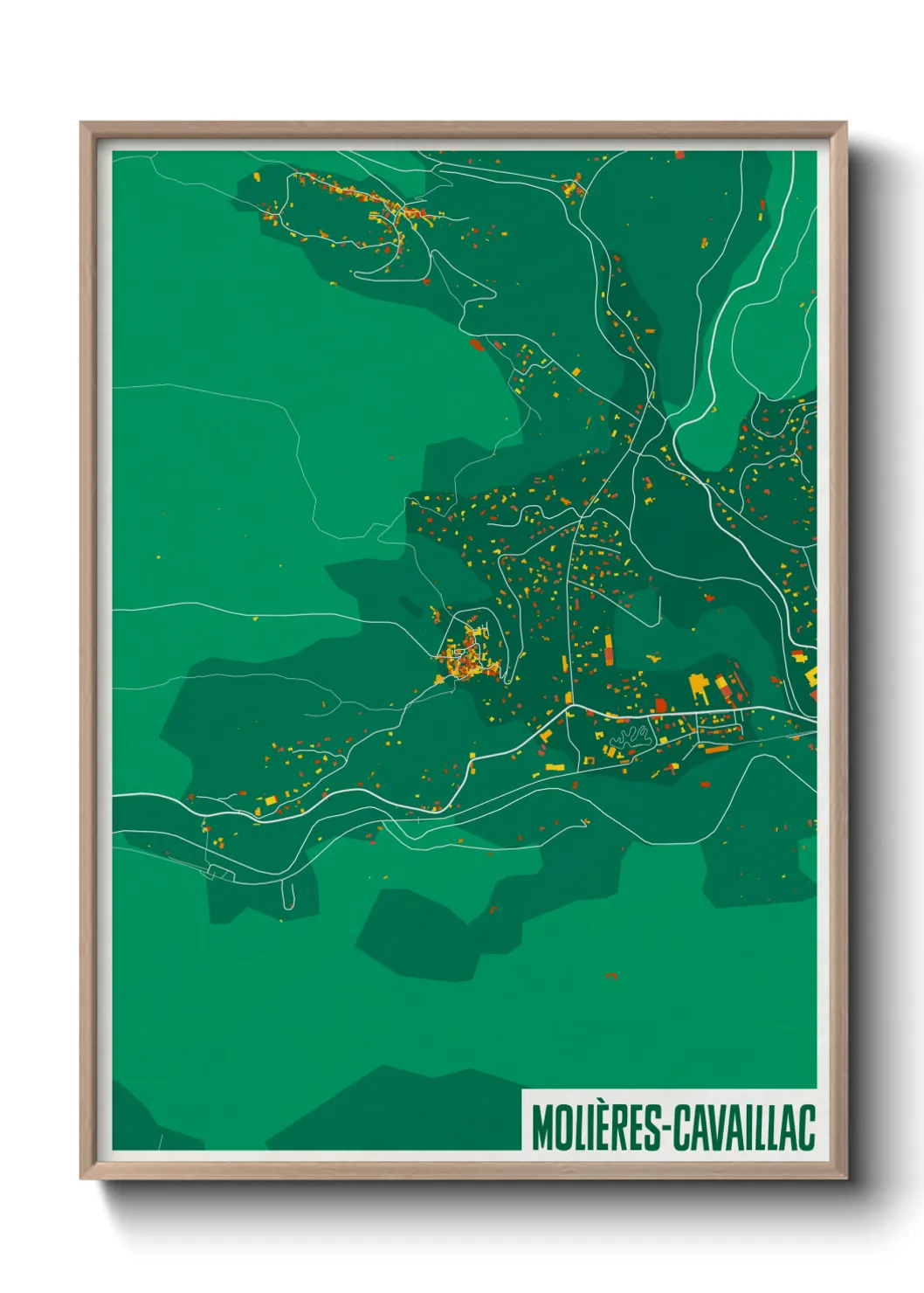 Une affiche de carte sur Molières-Cavaillac