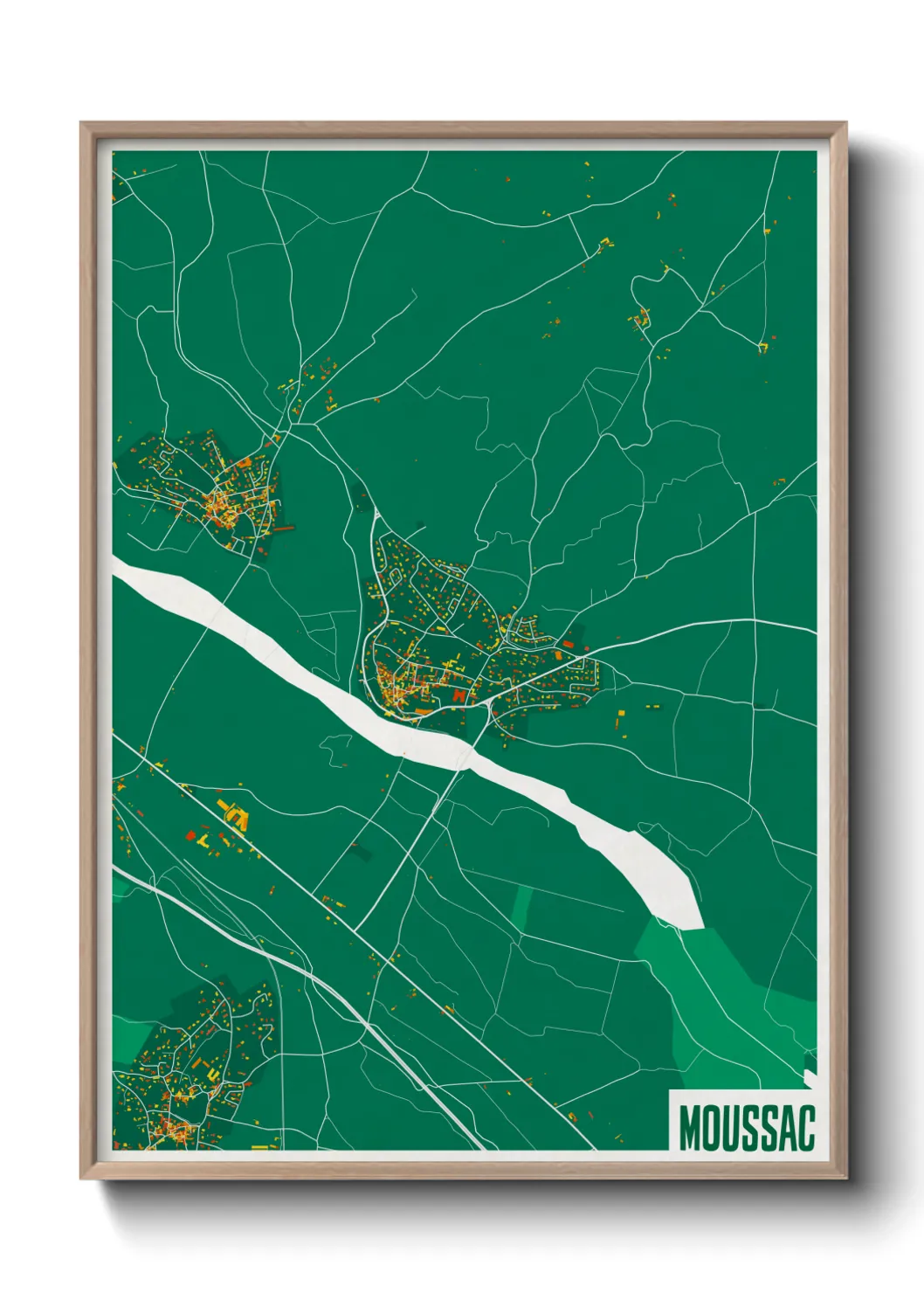 Une affiche de carte sur Moussac