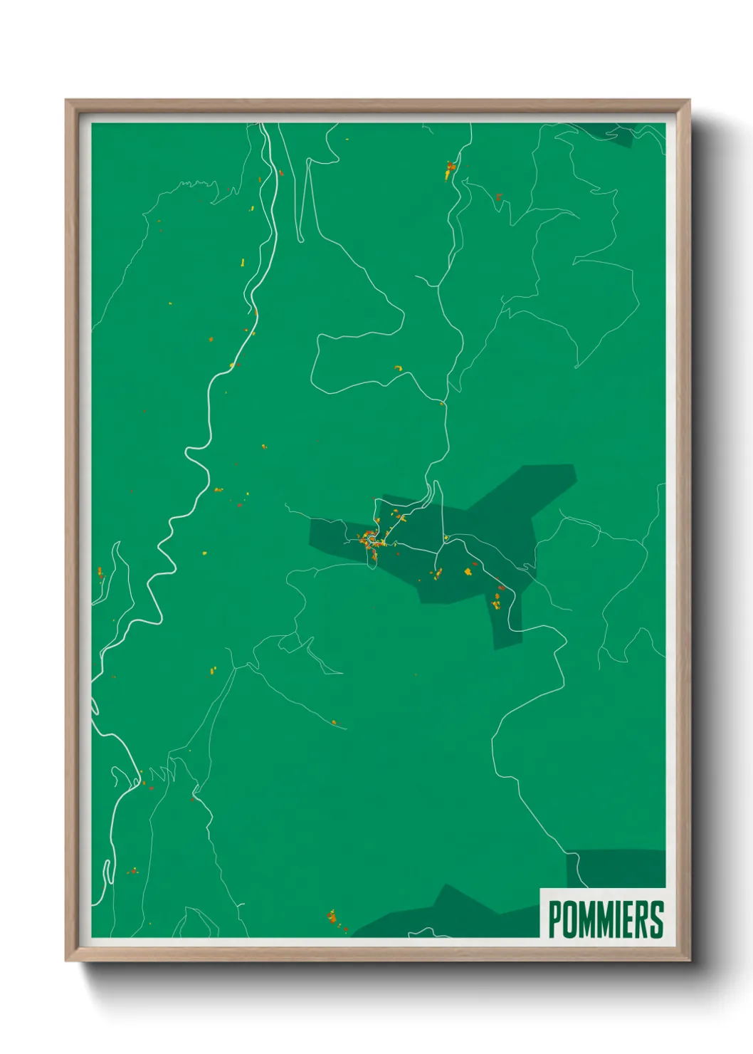 Une affiche de carte sur Pommiers