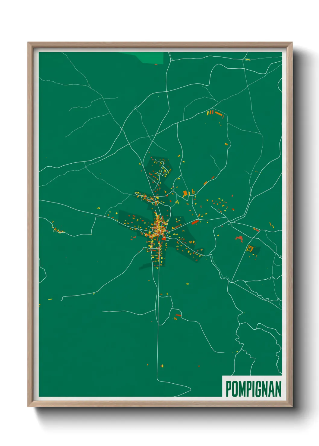 Une affiche de carte sur Pompignan