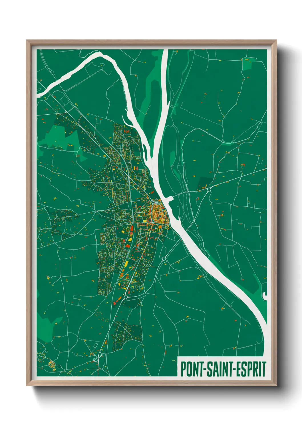 Une affiche de carte sur Pont-Saint-Esprit