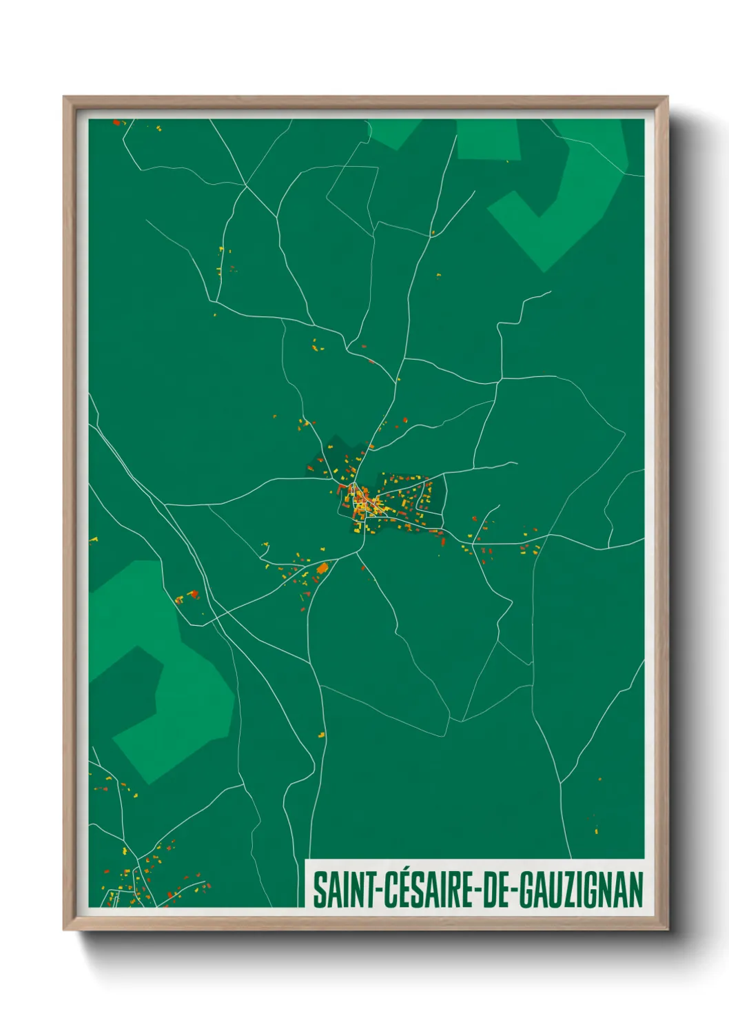 Une affiche de carte sur Saint-Césaire-de-Gauzignan