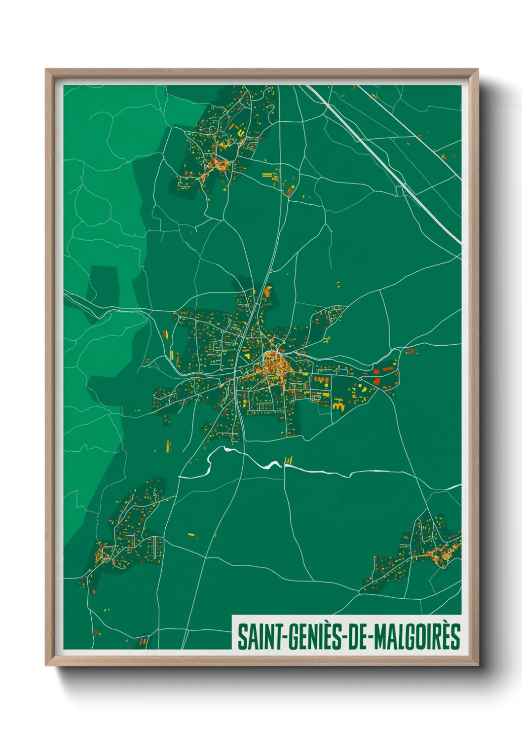 Une affiche de carte sur Saint-Geniès-de-Malgoirès