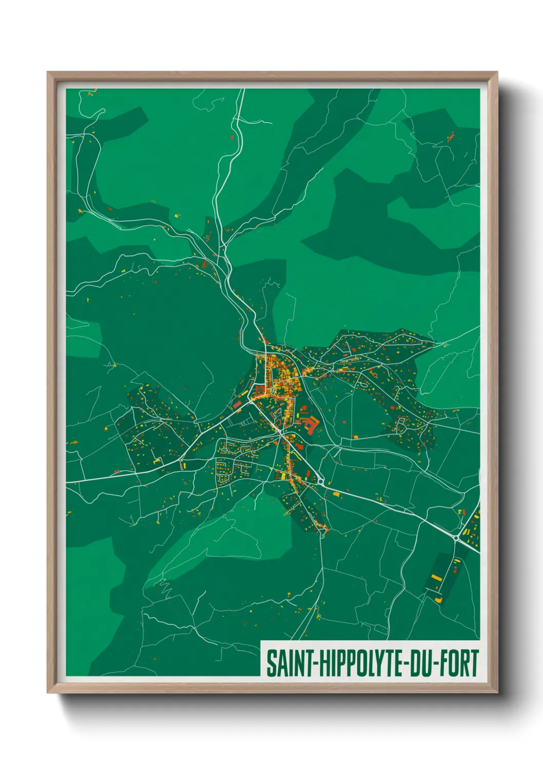 Une affiche de carte sur Saint-Hippolyte-du-Fort