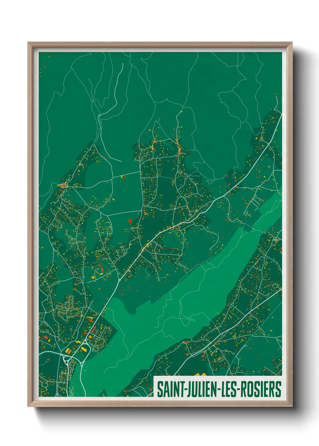 Une affiche de carte sur Saint-Julien-les-Rosiers