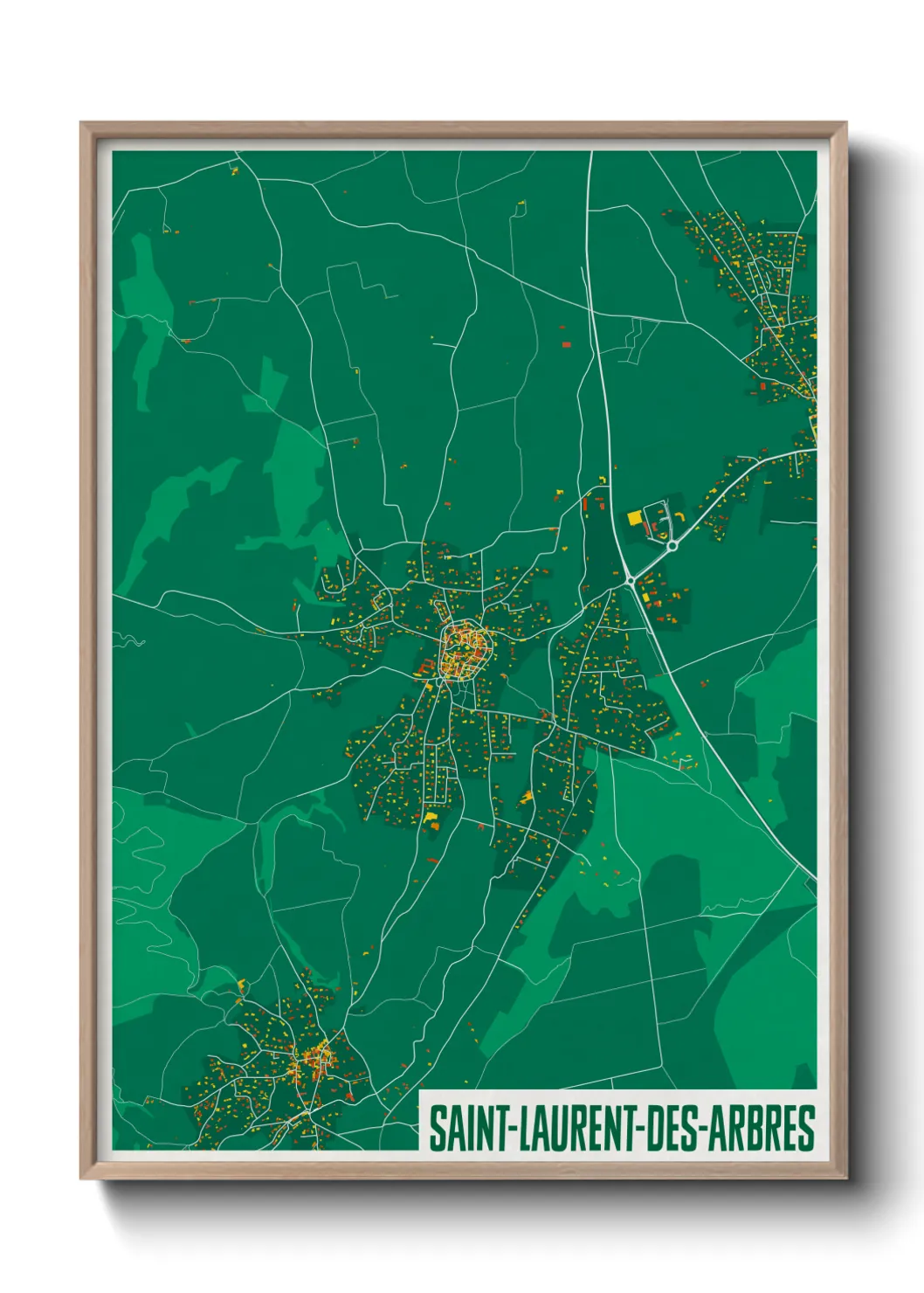 Une affiche de carte sur Saint-Laurent-des-Arbres