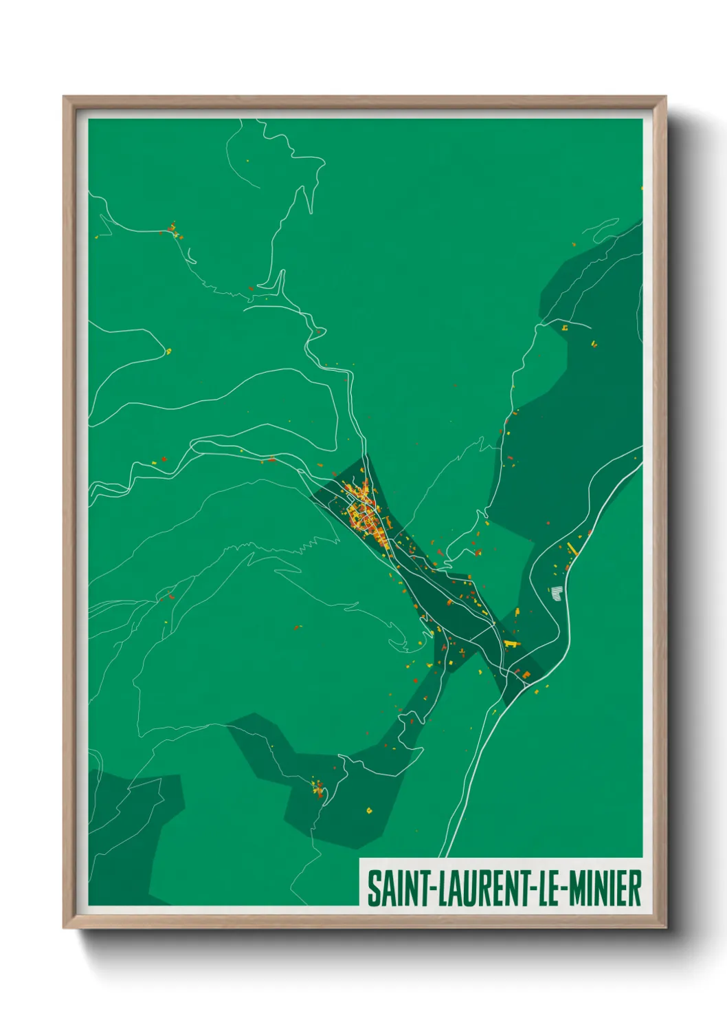 Une affiche de carte sur Saint-Laurent-le-Minier