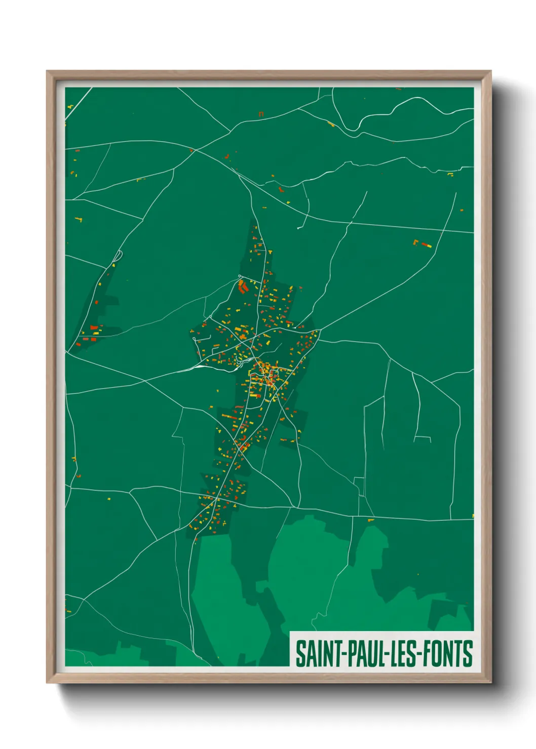 Une affiche de carte sur Saint-Paul-les-Fonts