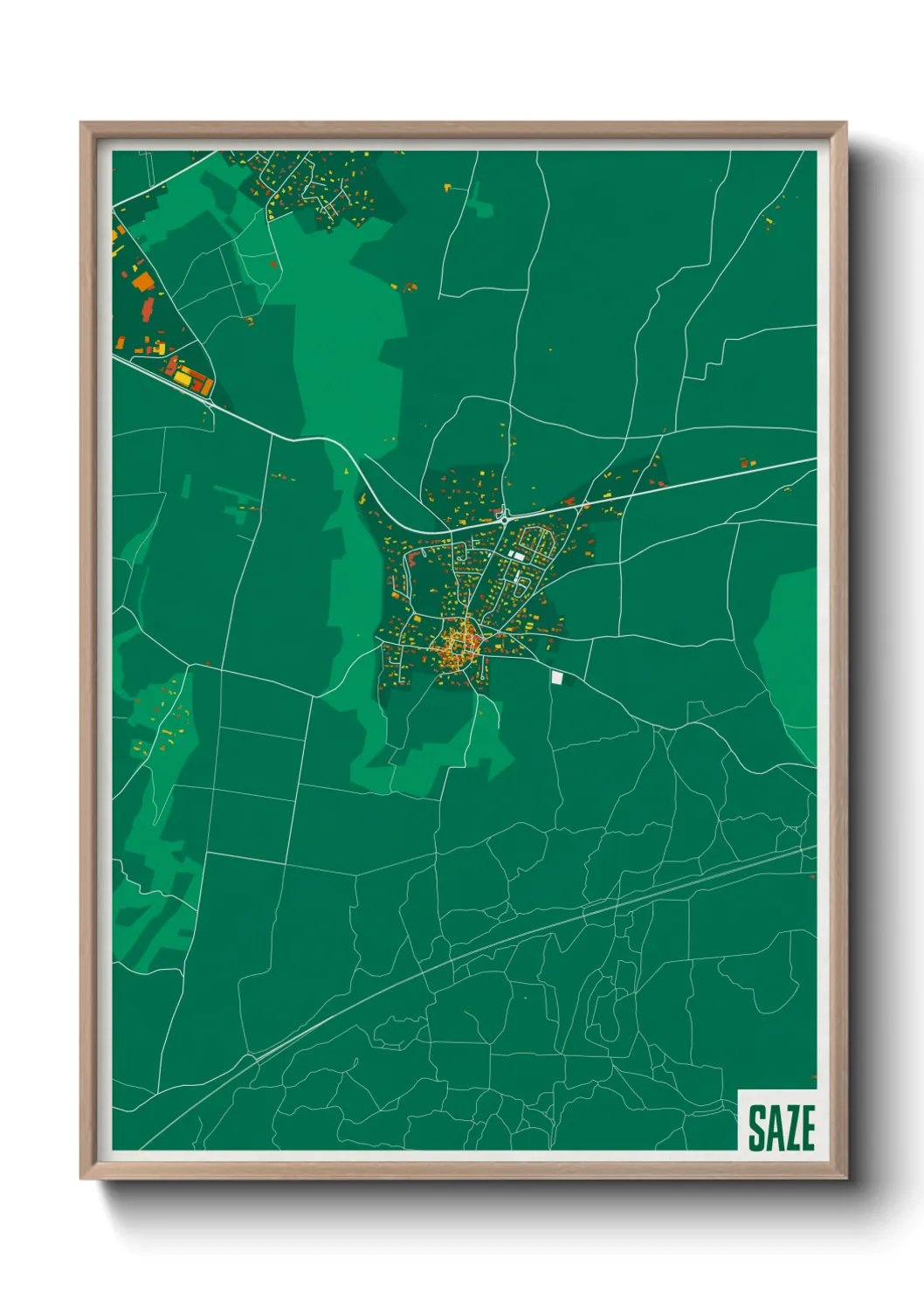 Une affiche de carte sur Saze