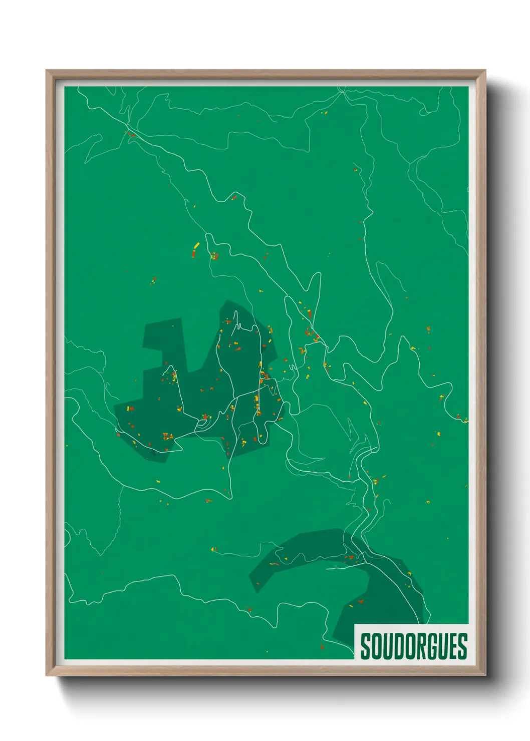 Une affiche de carte sur Soudorgues