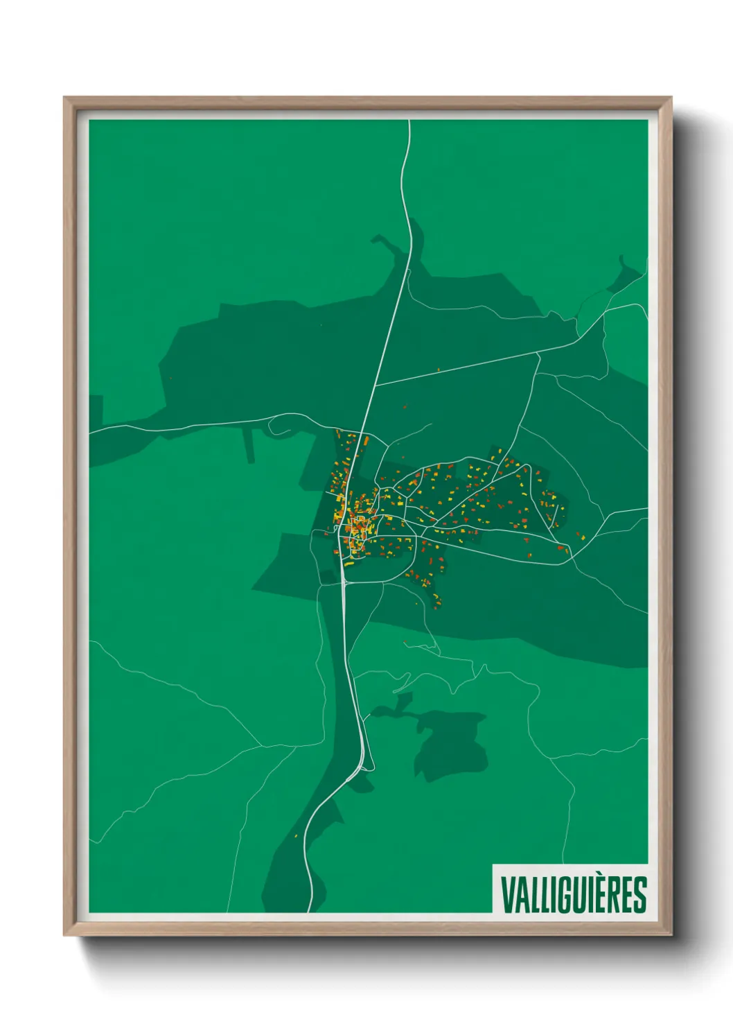 Une affiche de carte sur Valliguières