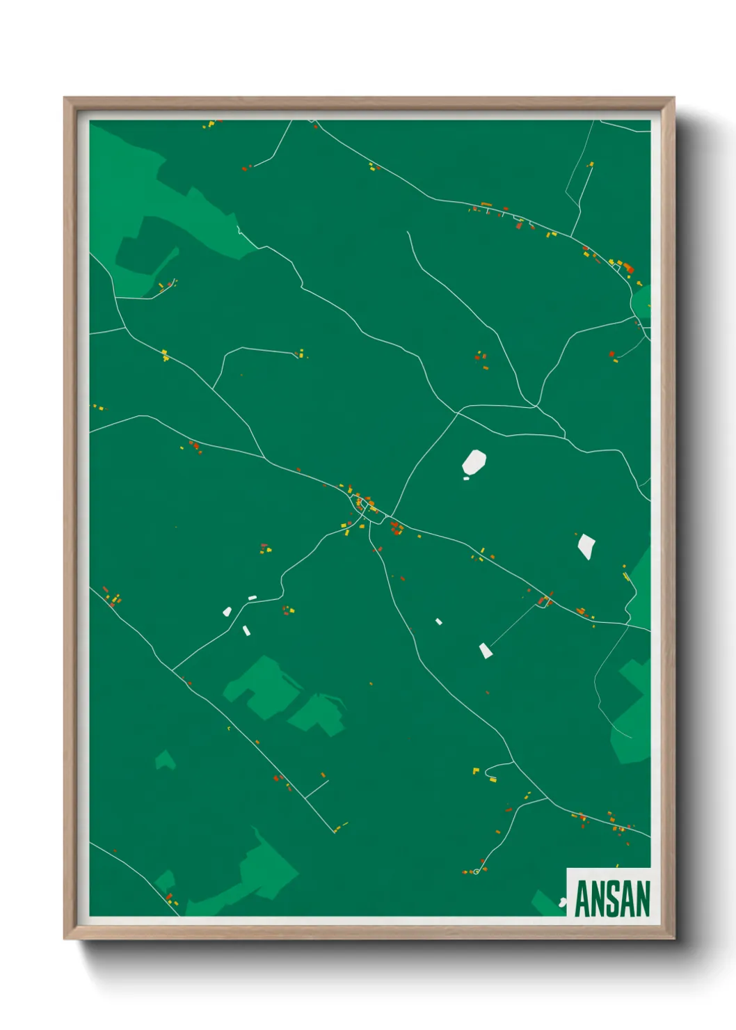 Une affiche de carte sur Ansan