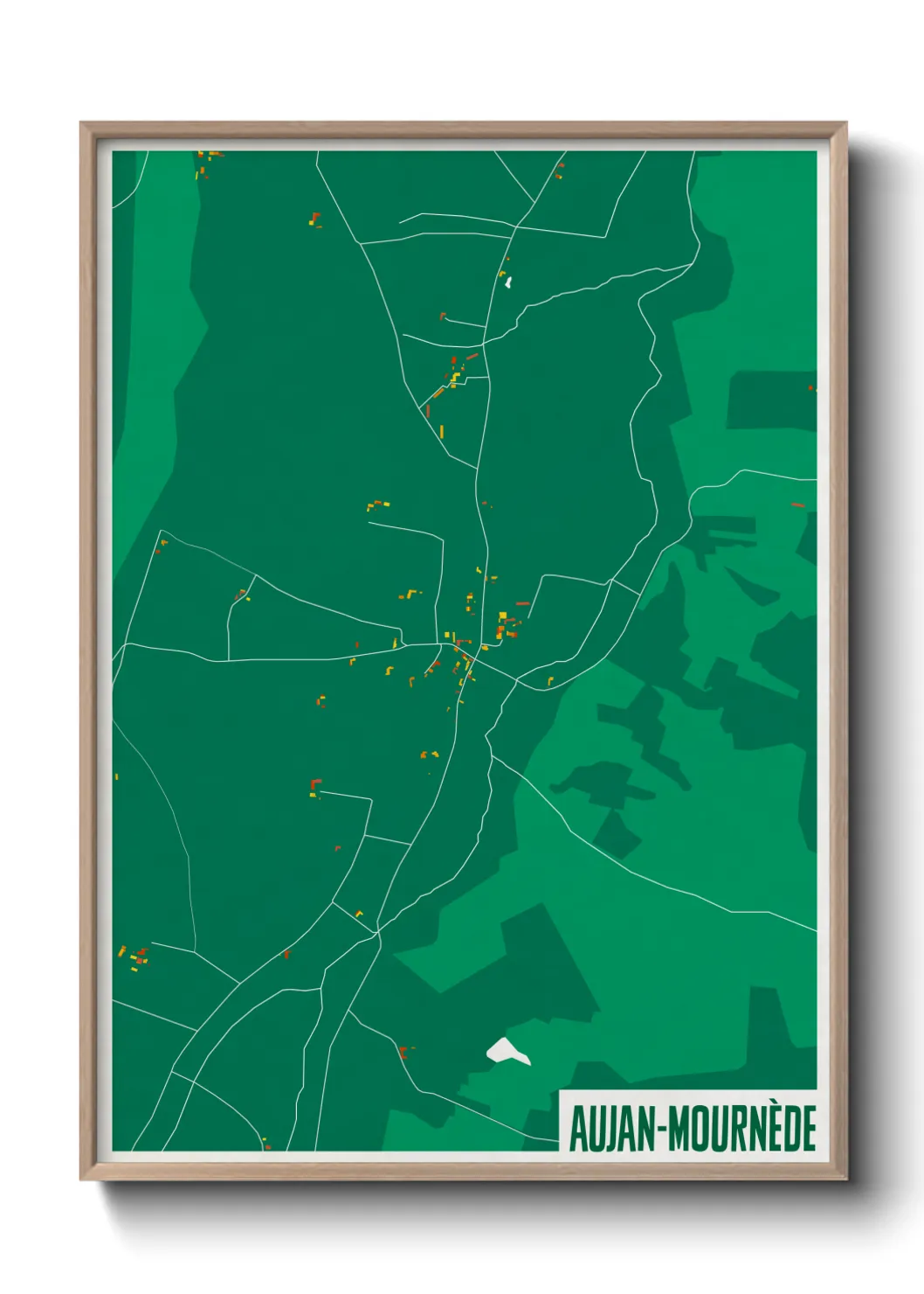 Une affiche de carte sur Aujan-Mournède