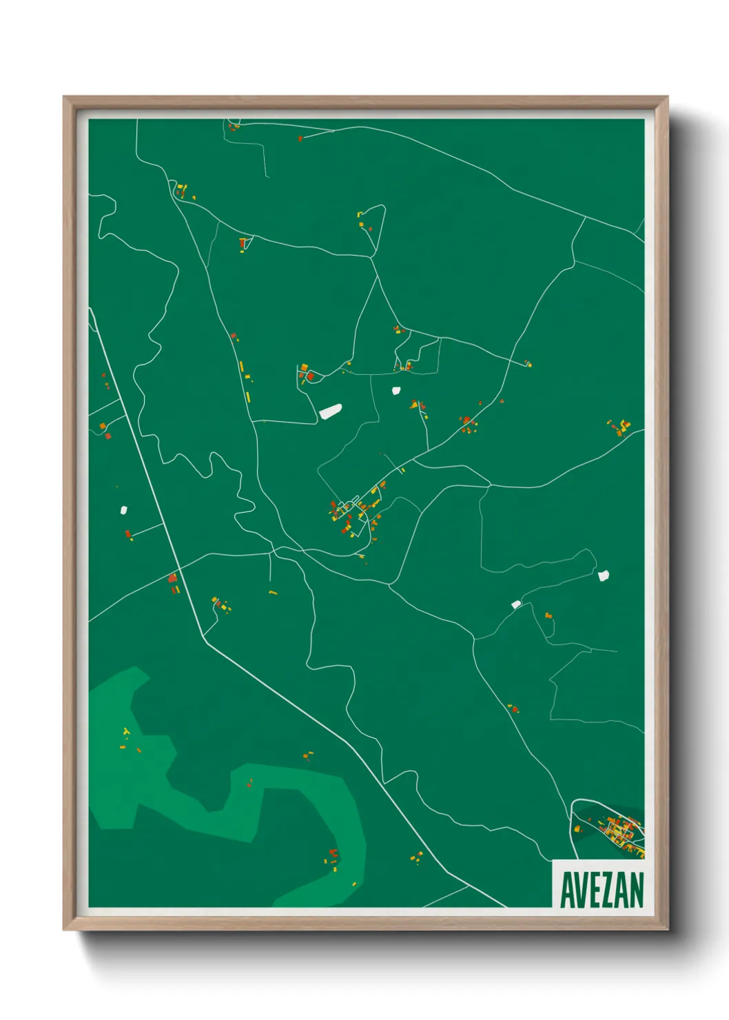 Une affiche de carte sur Avezan